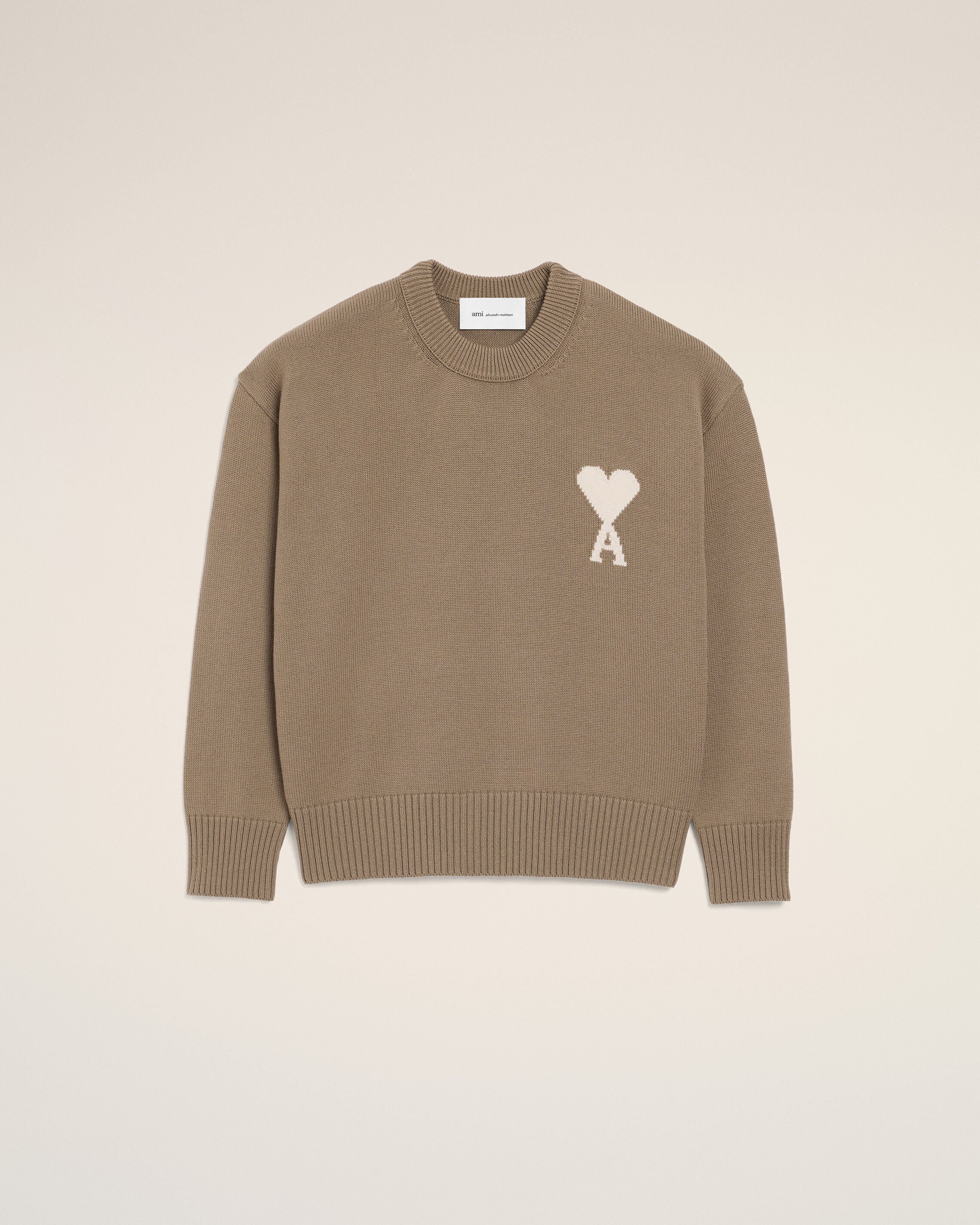 TAUPE BEIGE/AVKAST VITT Beige ull- och bomullsknäppad tröja Ami De Coeur | Ami Paris