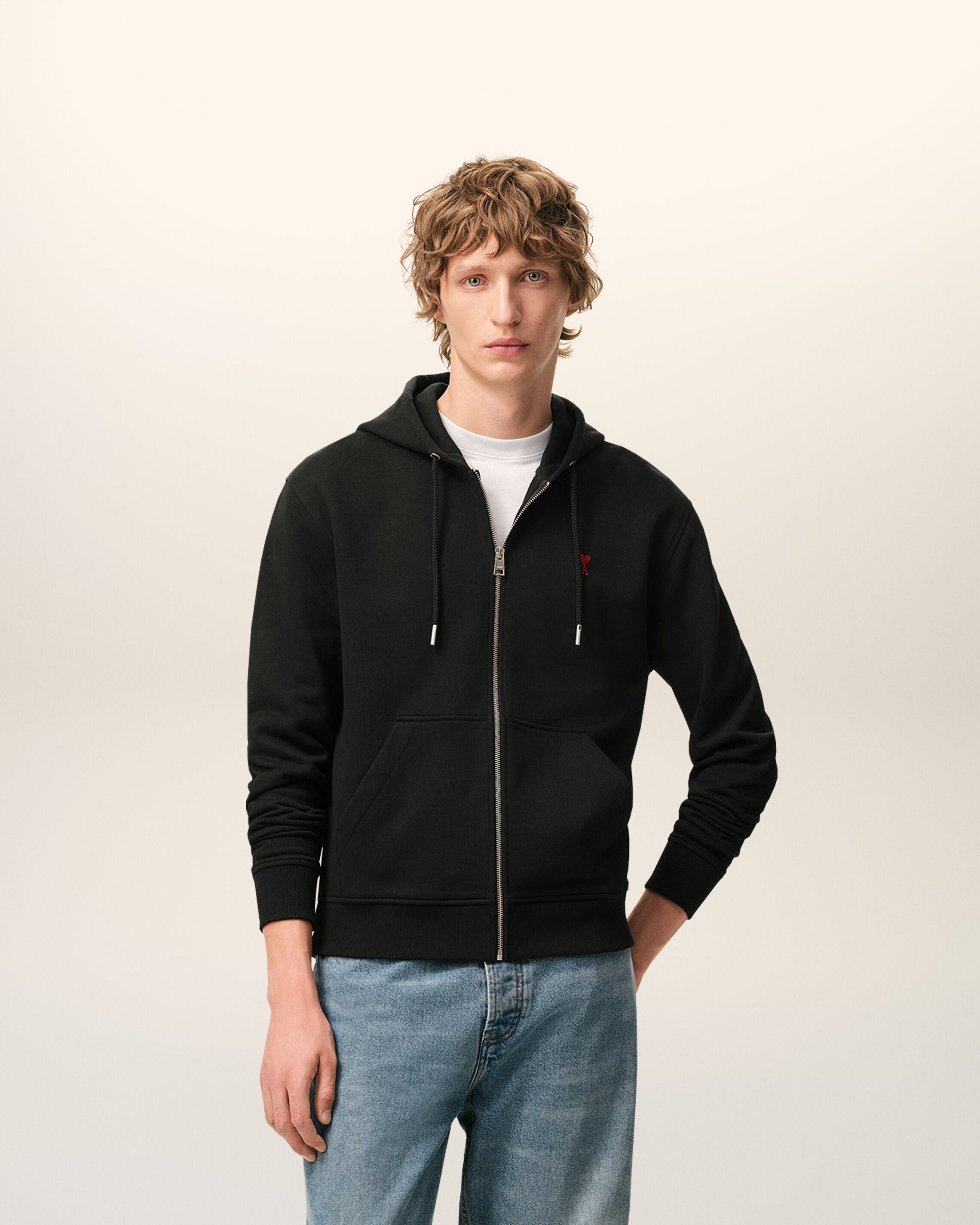 Svart Röd Ami De Coeur Dragslåda Hoodie | AMI PARIS
