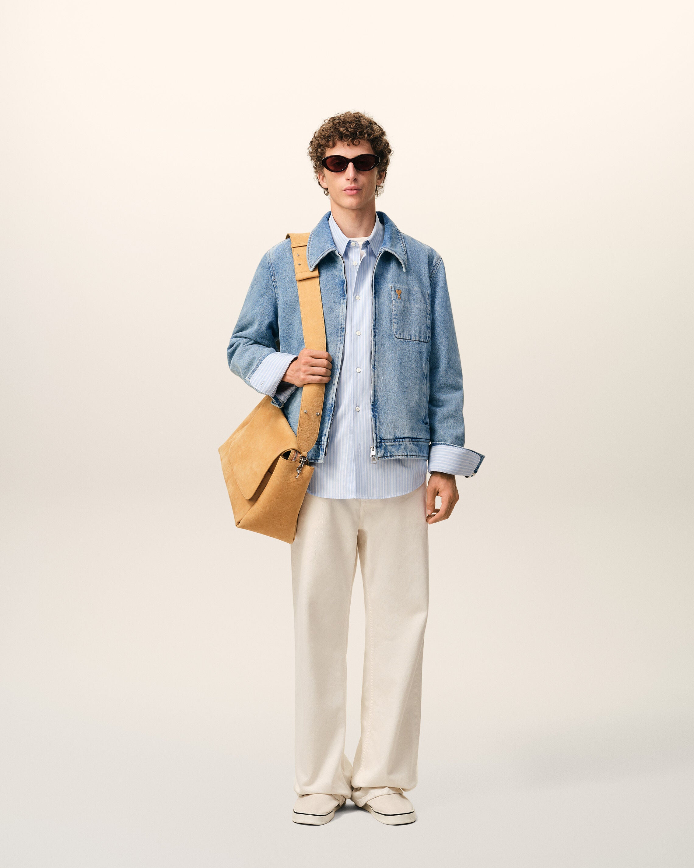 ANVÄND BLUE Blå bomull Ami De Coeur knäppjacket | AMI PARIS