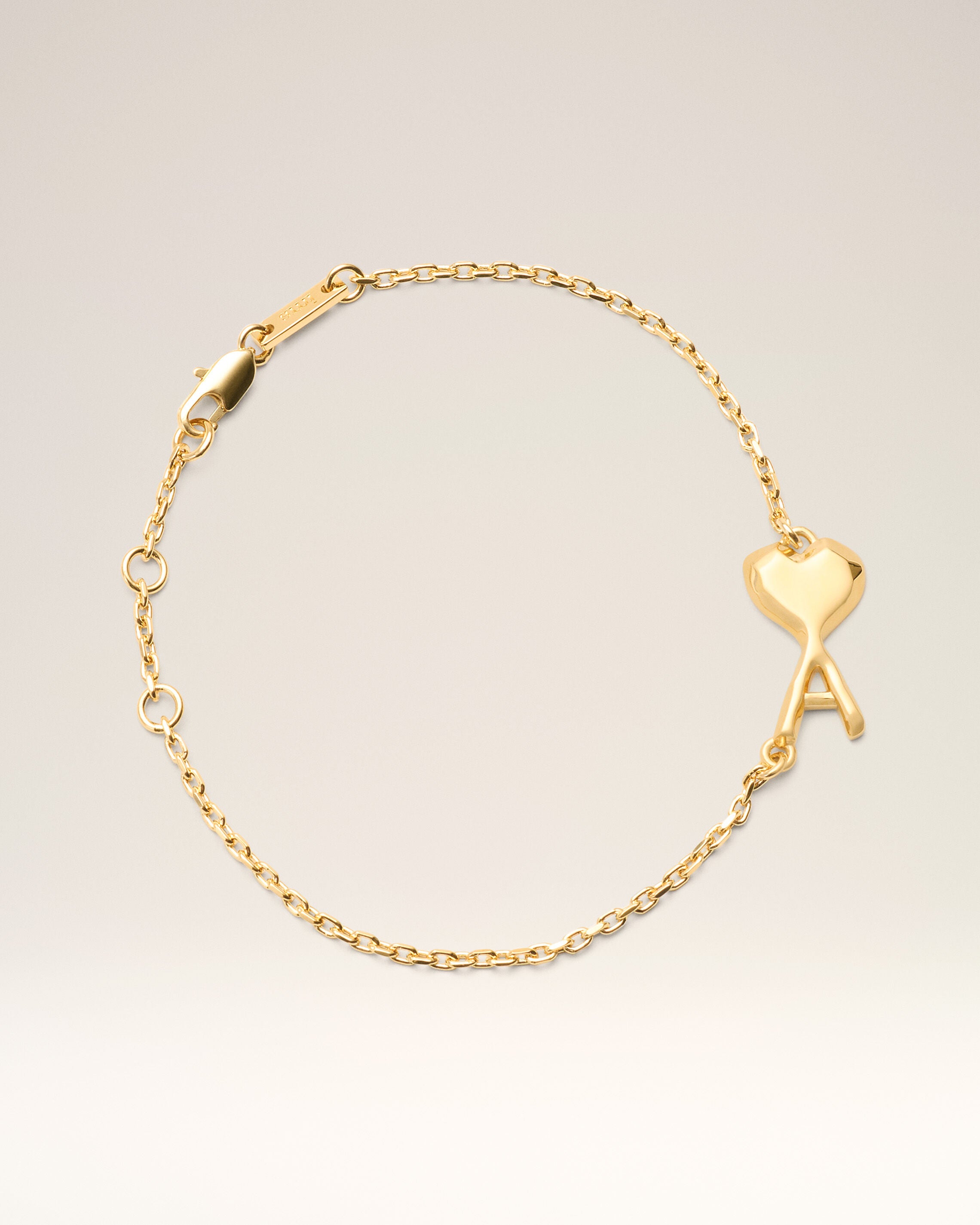 GULD Guldbrons Tunn Hammerad Ami De Coeur Armband | Ami Paris
