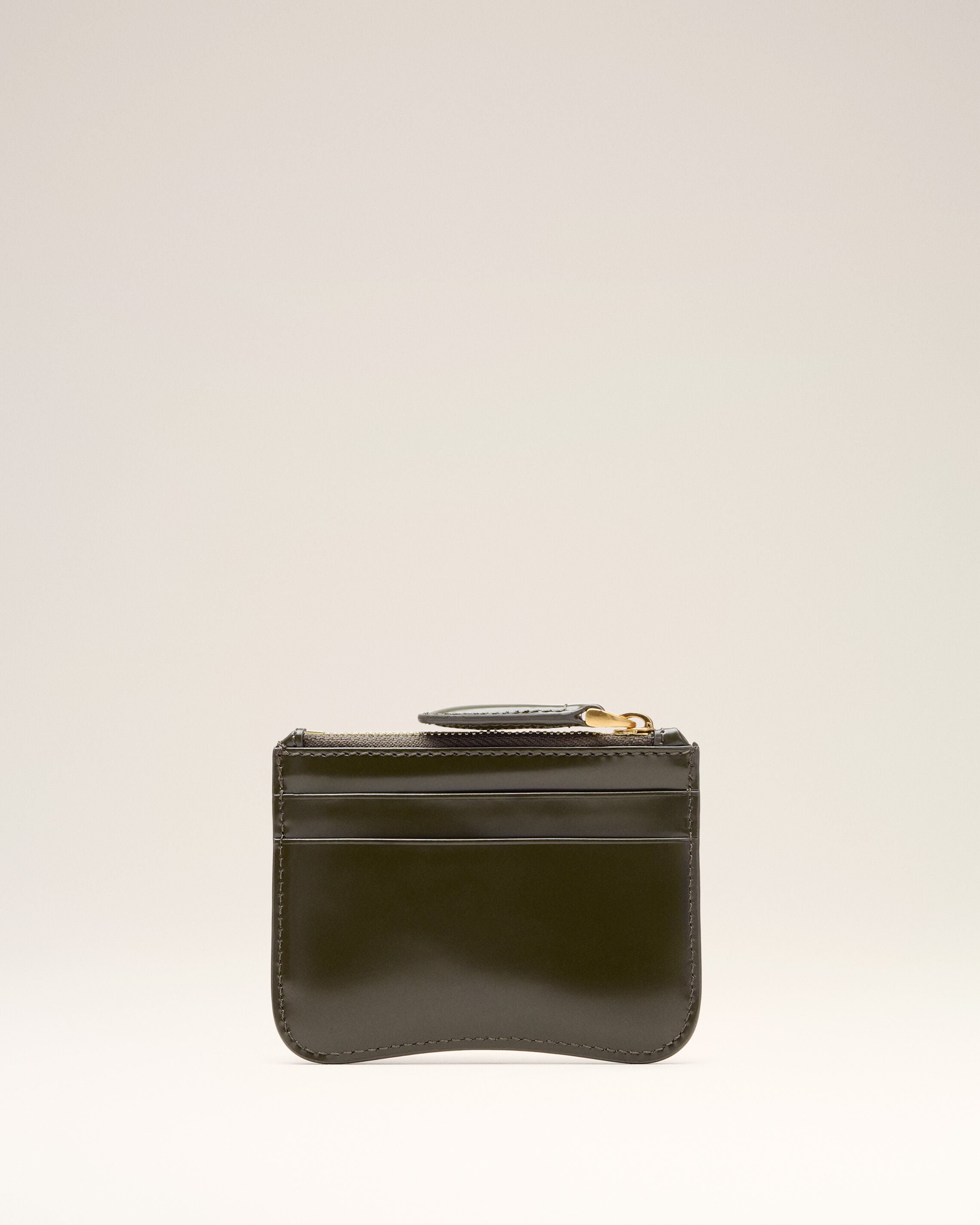 Mörk khaki Grön cow leather Paris Paris plåstert korthållare | Ami Paris