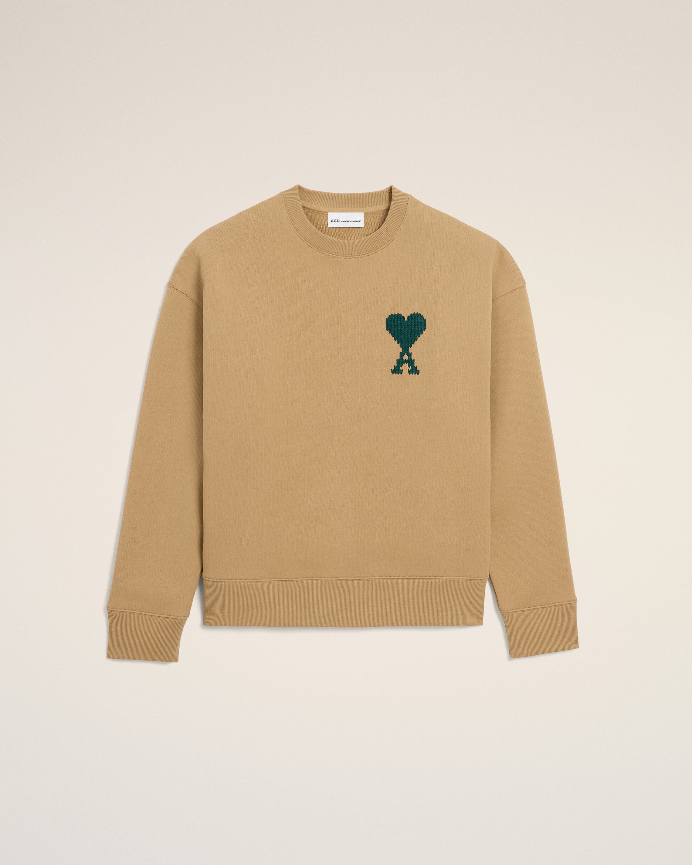CAMEL / EVERGREEN Beige bomull Ami de Coeur-tröja | Ami Paris