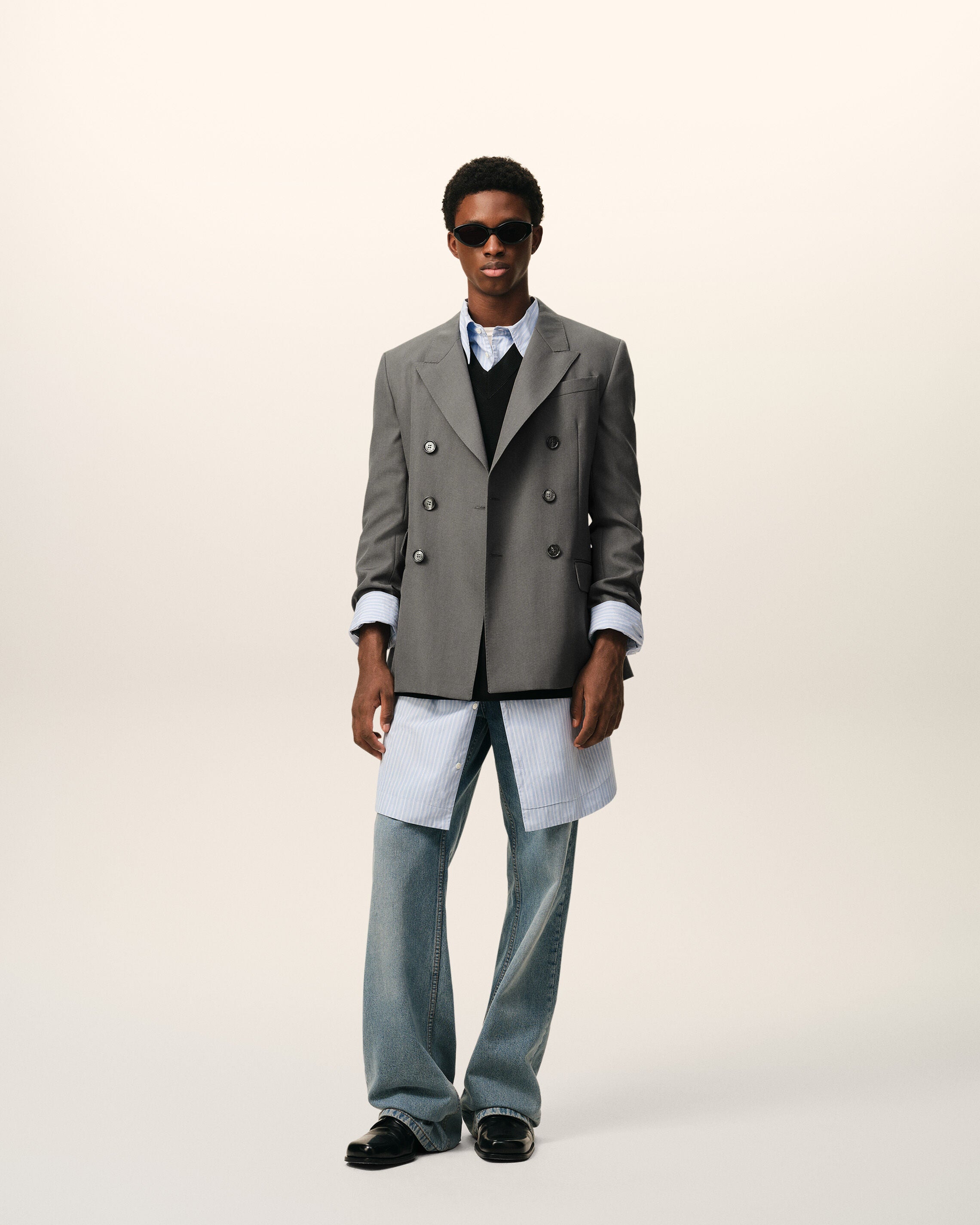CARBON Grå Ny Uppgift Dubbelbräddad Rät Jacket | Ami Paris