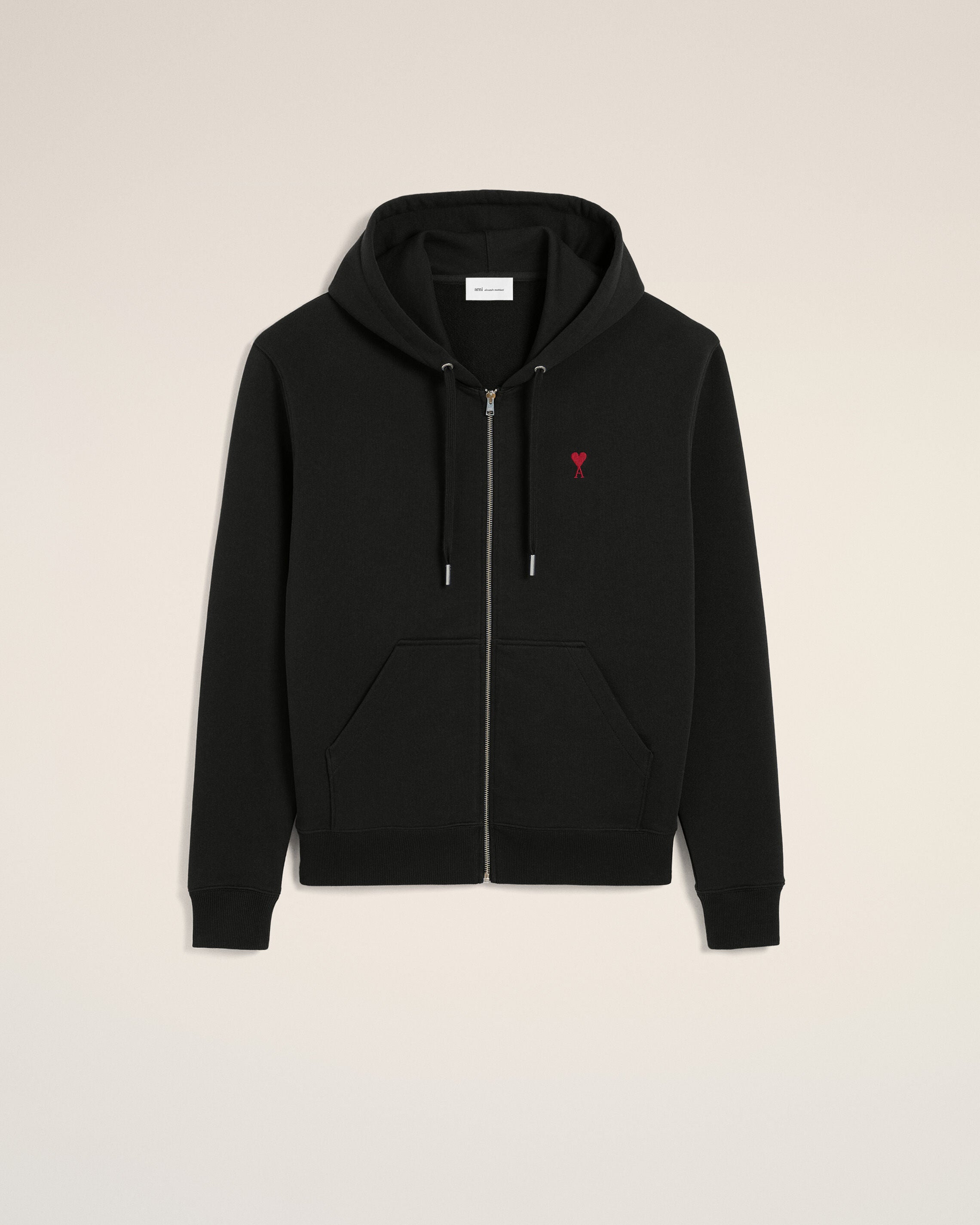 Svart Röd Ami De Coeur Dragslåda Hoodie | AMI PARIS