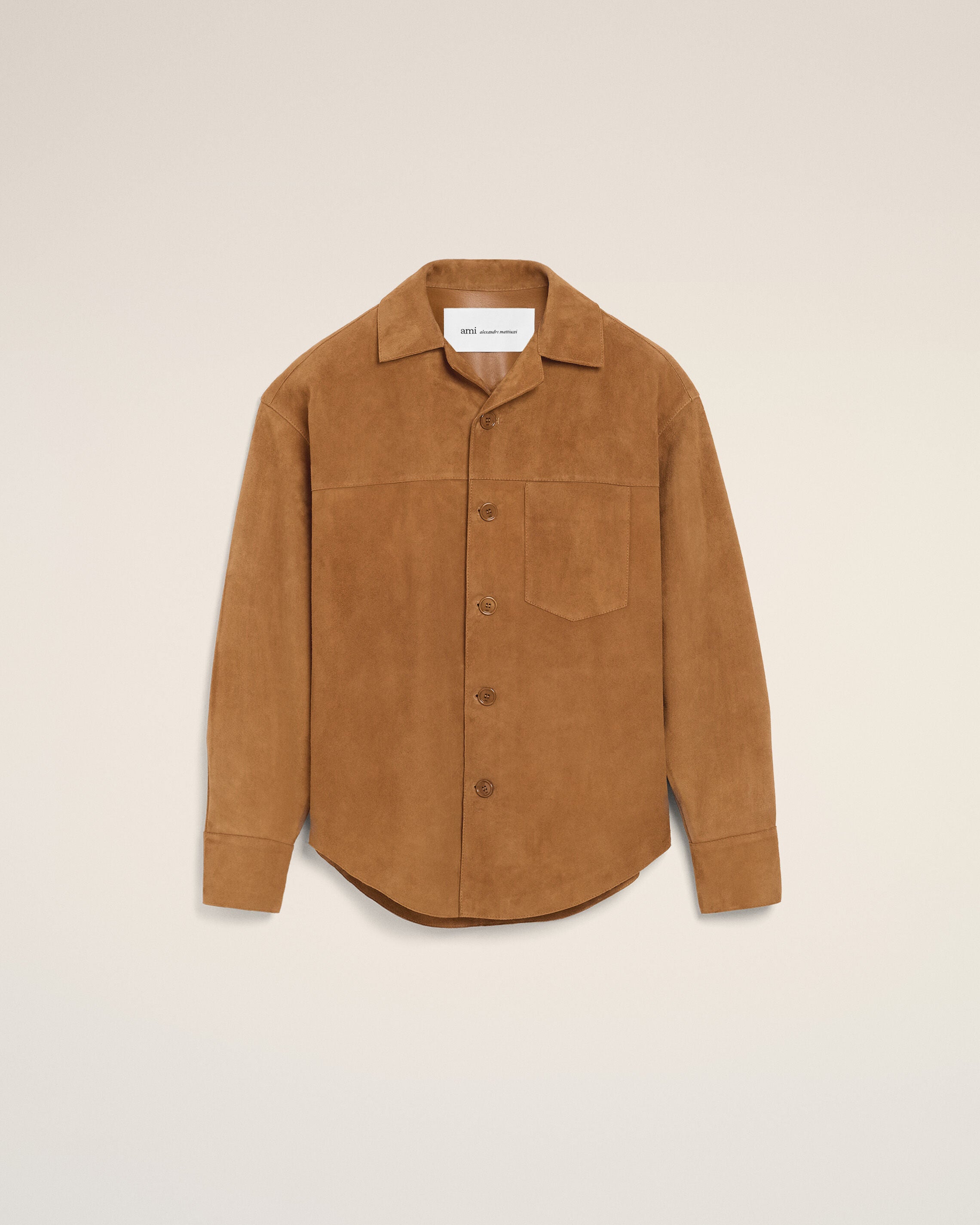 CARAMEL Brun gett läderknäppad overshirt | Ami Paris
