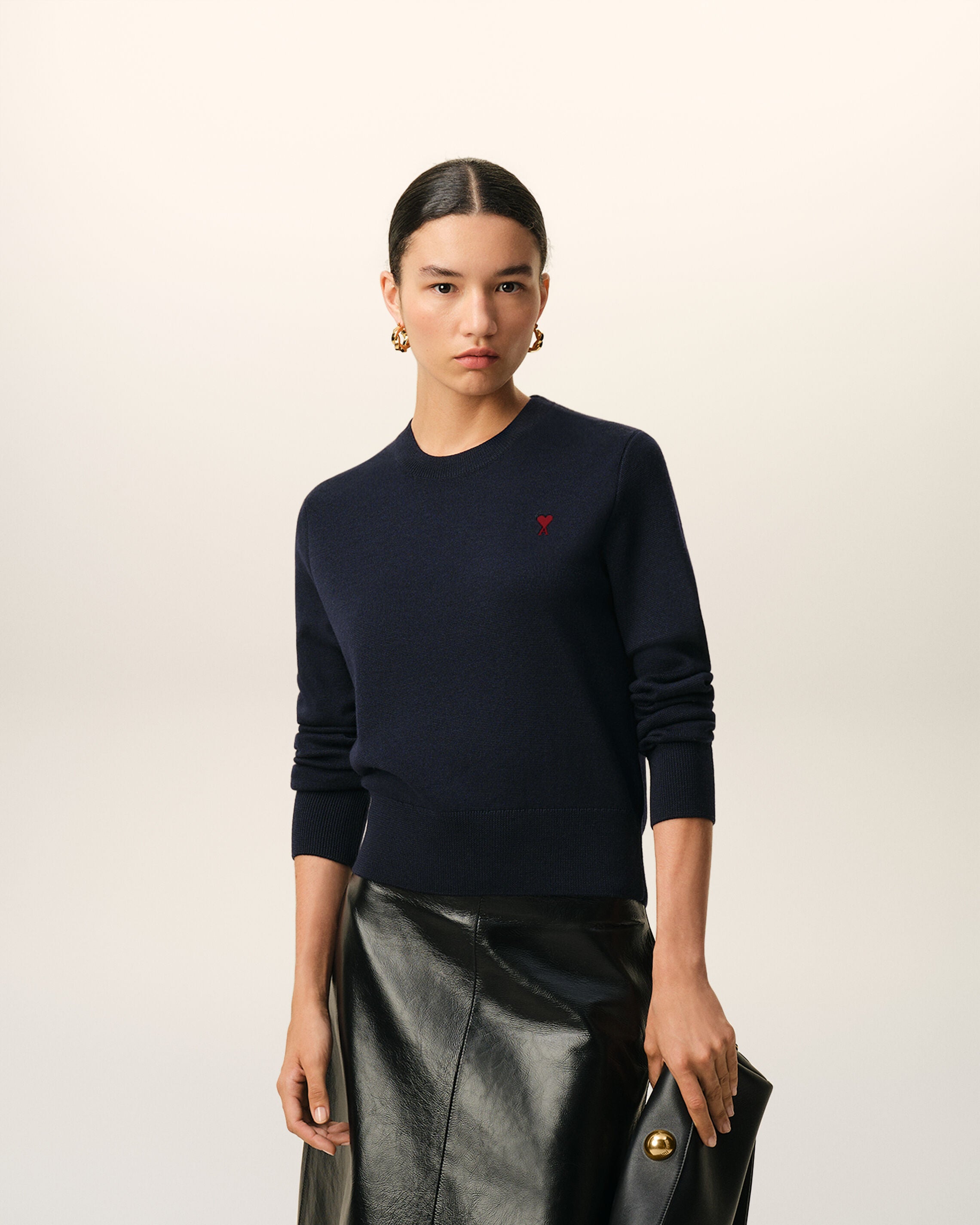 NAVY/ROD Blå ulltröja med crewhals | AMI PARIS