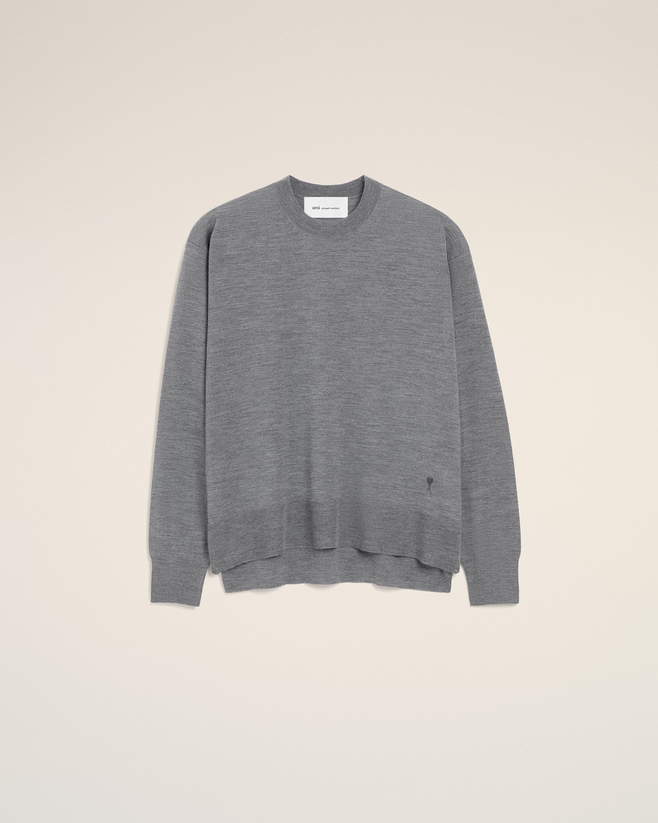 CARBON Grå tunn woll crewneck Ami De Coeur-tröja | Ami Paris