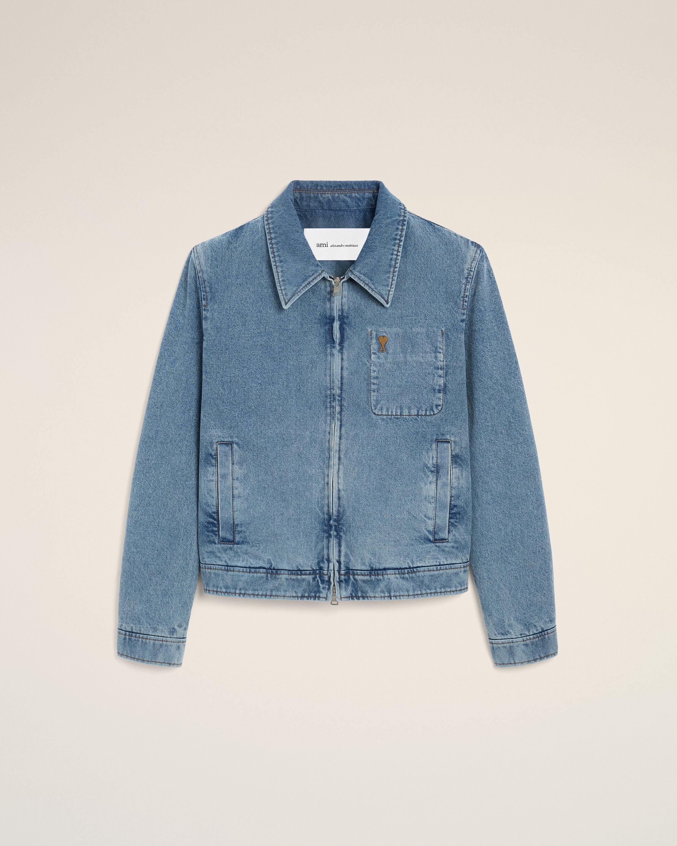 ANVÄND BLUE Blå bomull Ami De Coeur knäppjacket | AMI PARIS