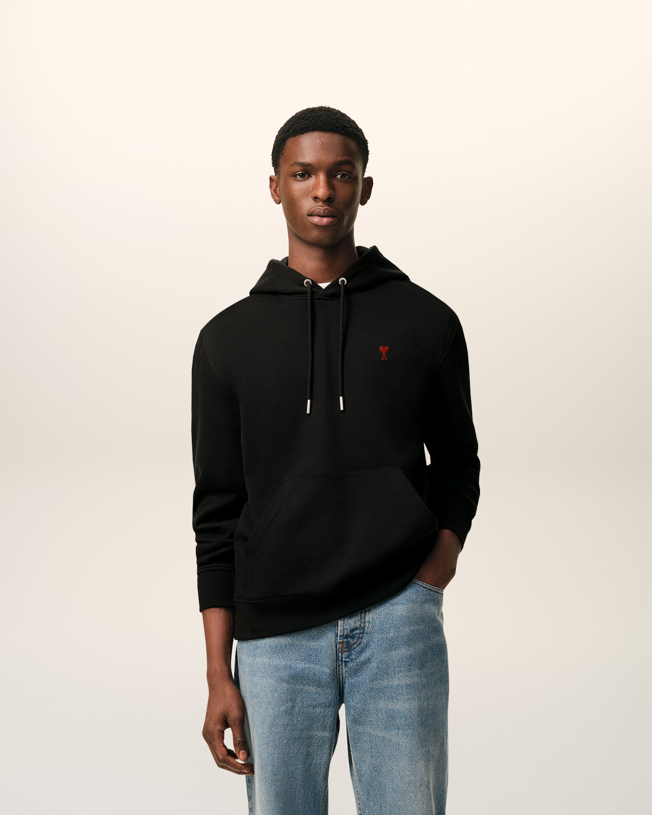 Svart Röd Ami De Coeur Hoodie | AMI PARIS