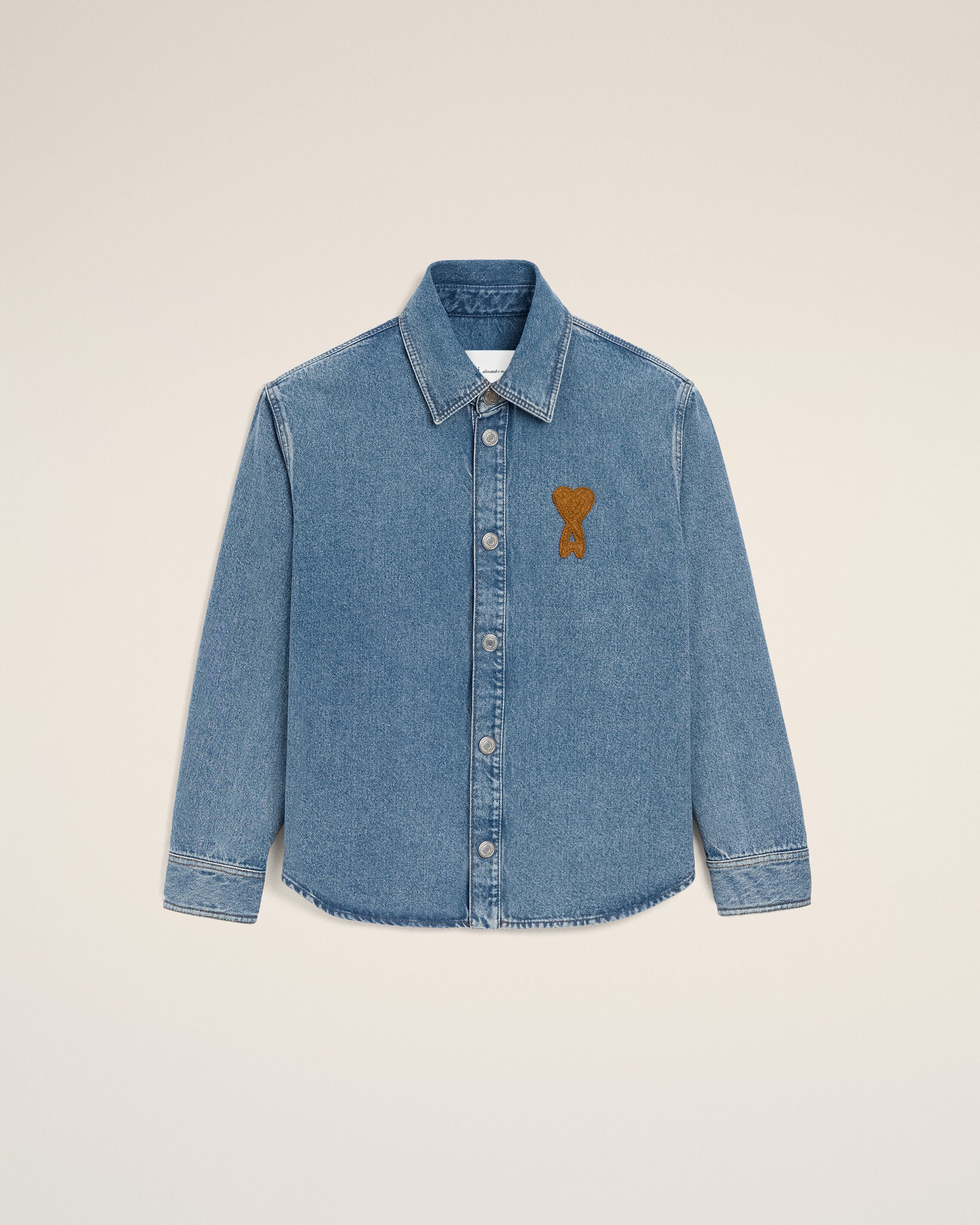 ANVÄND BLUE Blå bomullsvävad Ami De Coeur Overshirt | Ami Paris