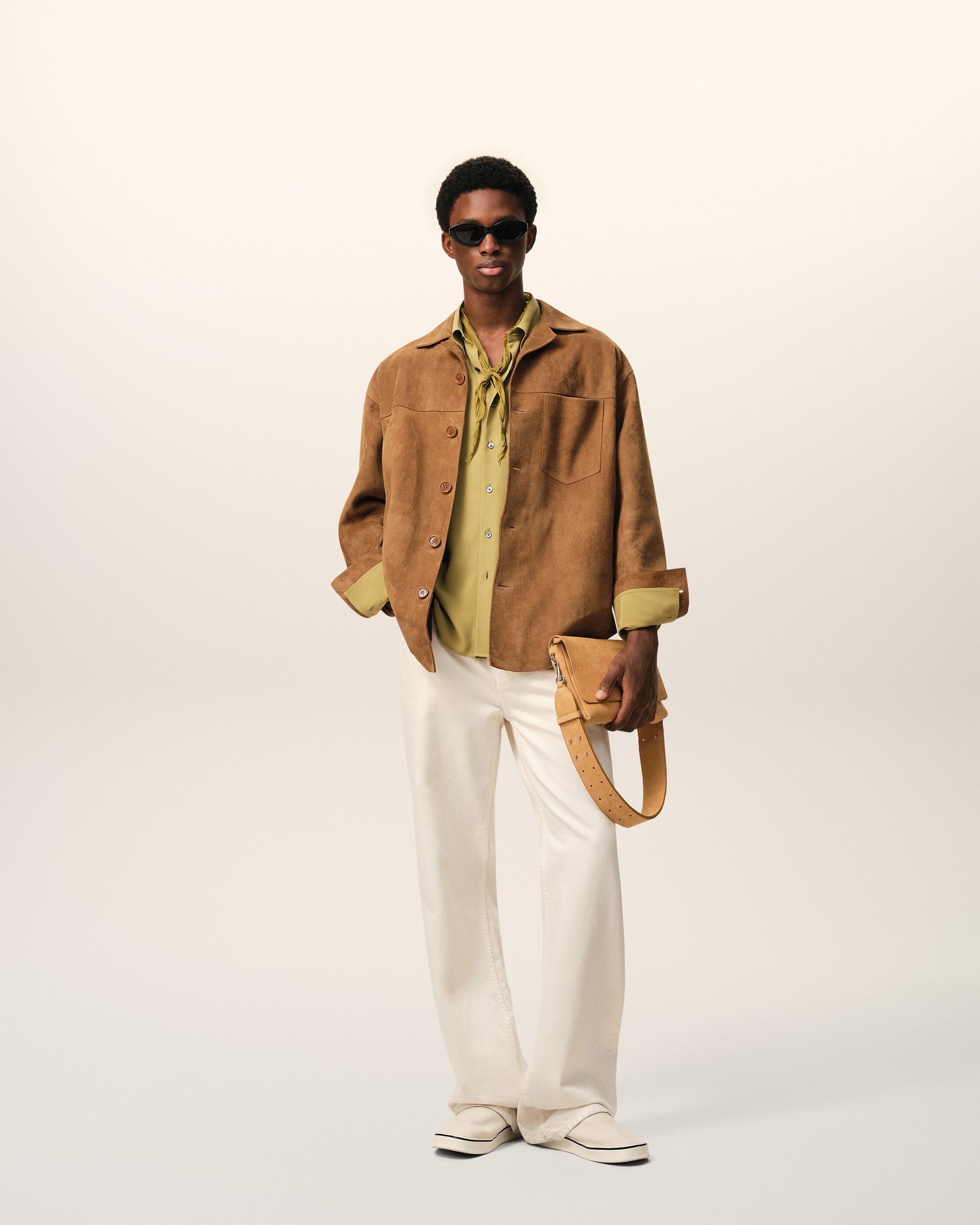 CARAMEL Brun gett läderknäppad overshirt | Ami Paris