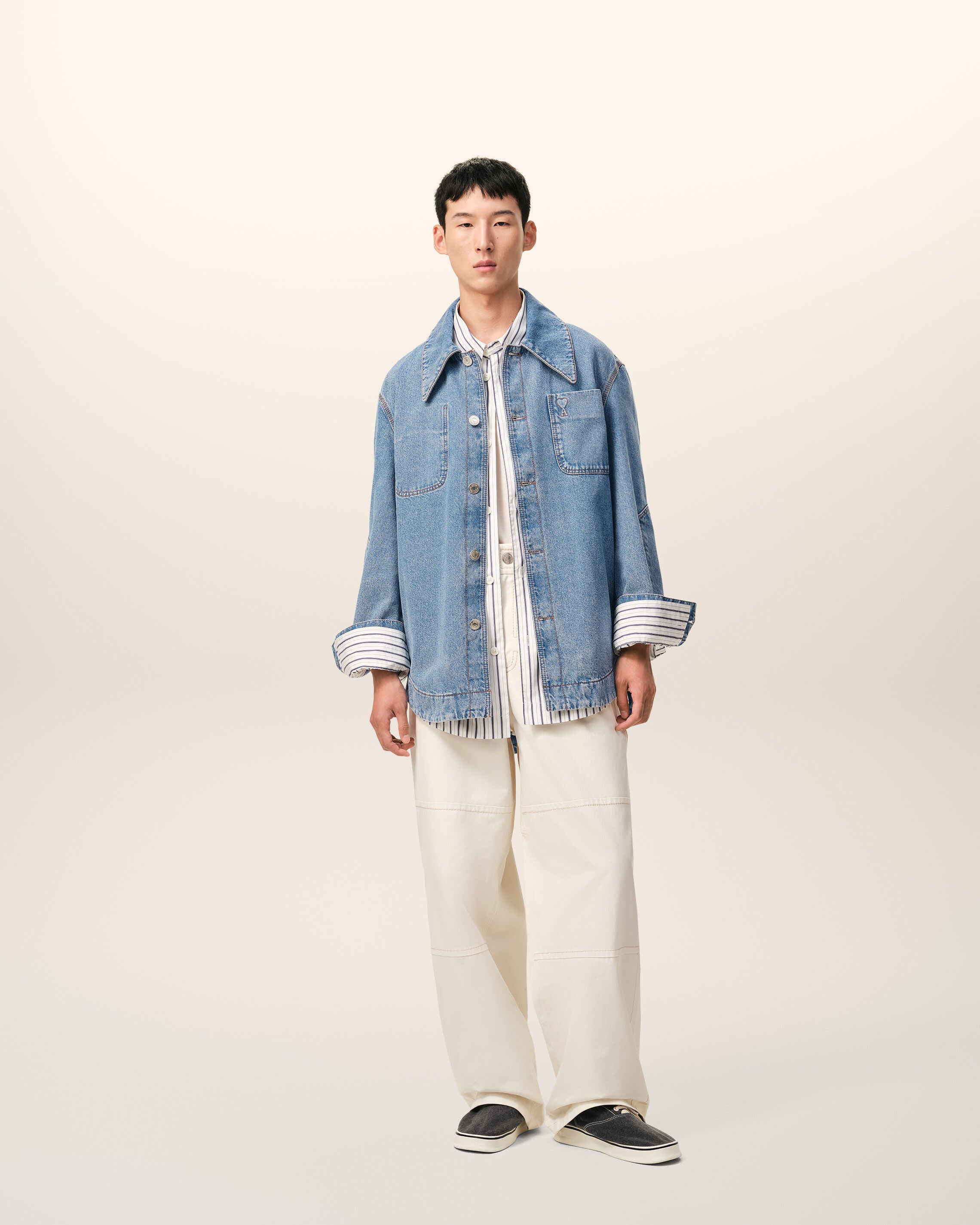 ANVÄNDT BLÅt Blå bomull Ami De Coeur Arbetare Overshirt | Ami Paris