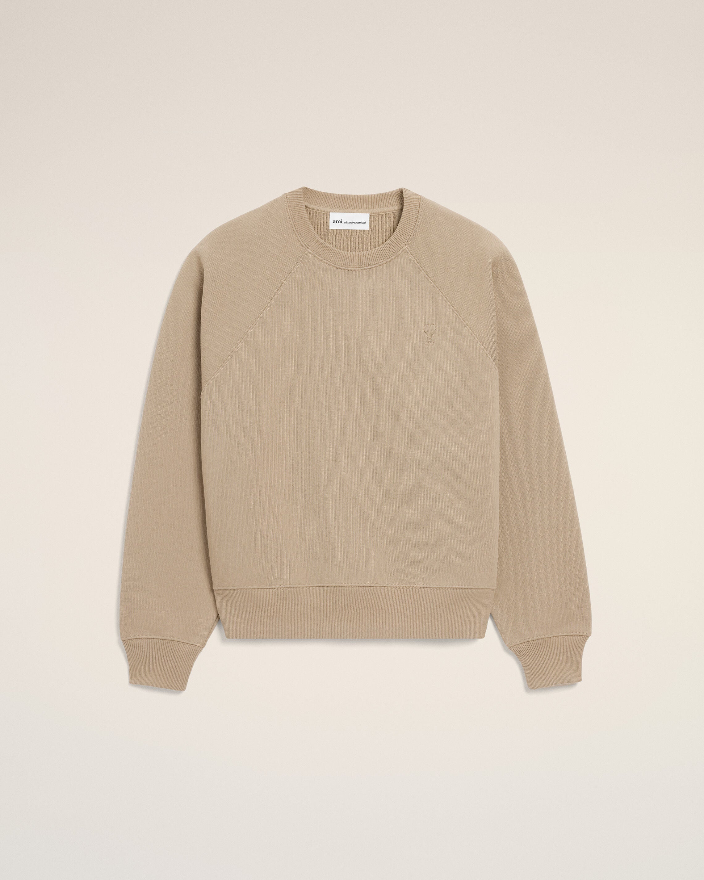 TAUPE BEIGE Beige bomull med trycktextur Ami de Coeur-tröja | Ami Paris
