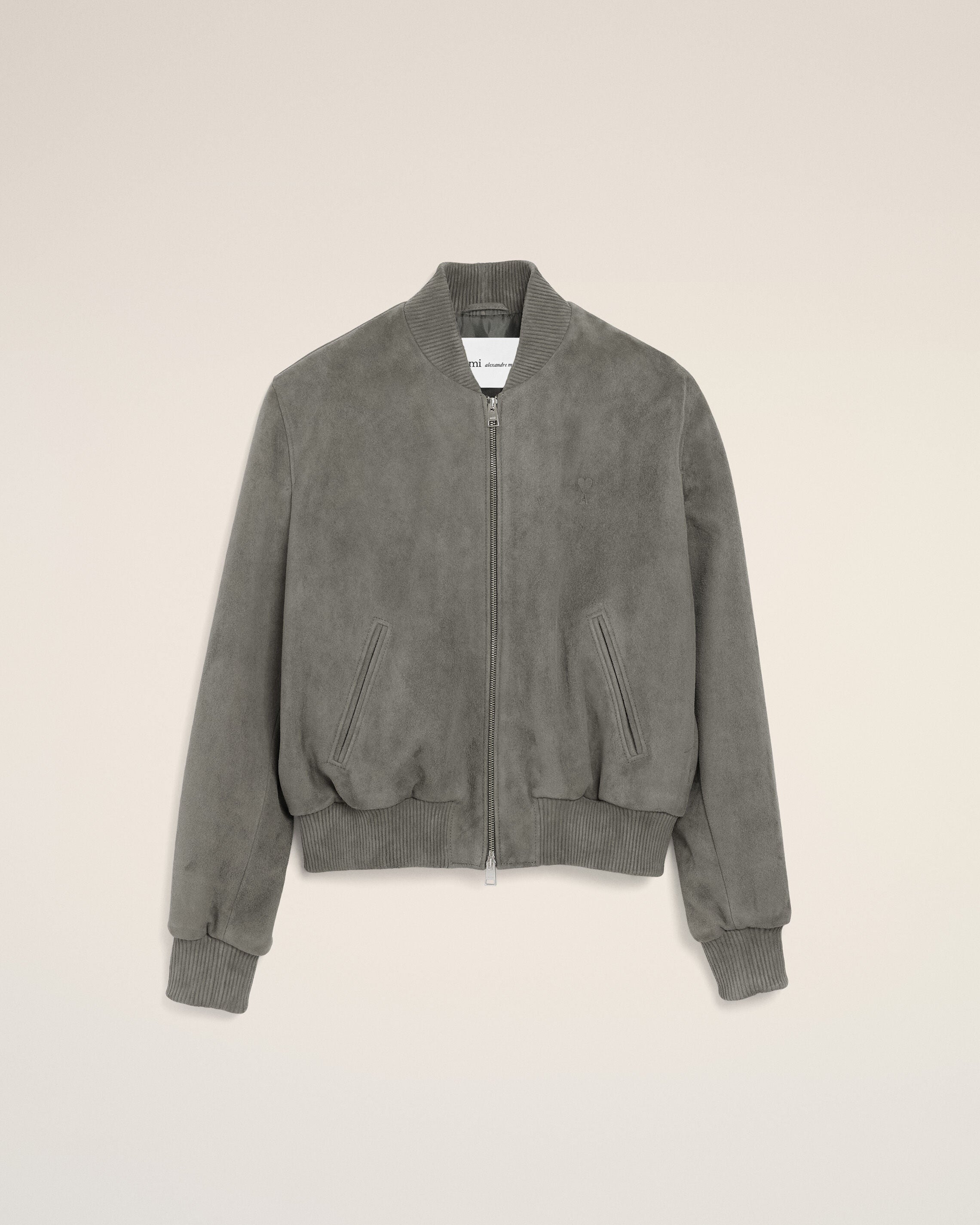 CARBON grå gethudskinn Ami de Coeur knäppjacket | Ami Paris