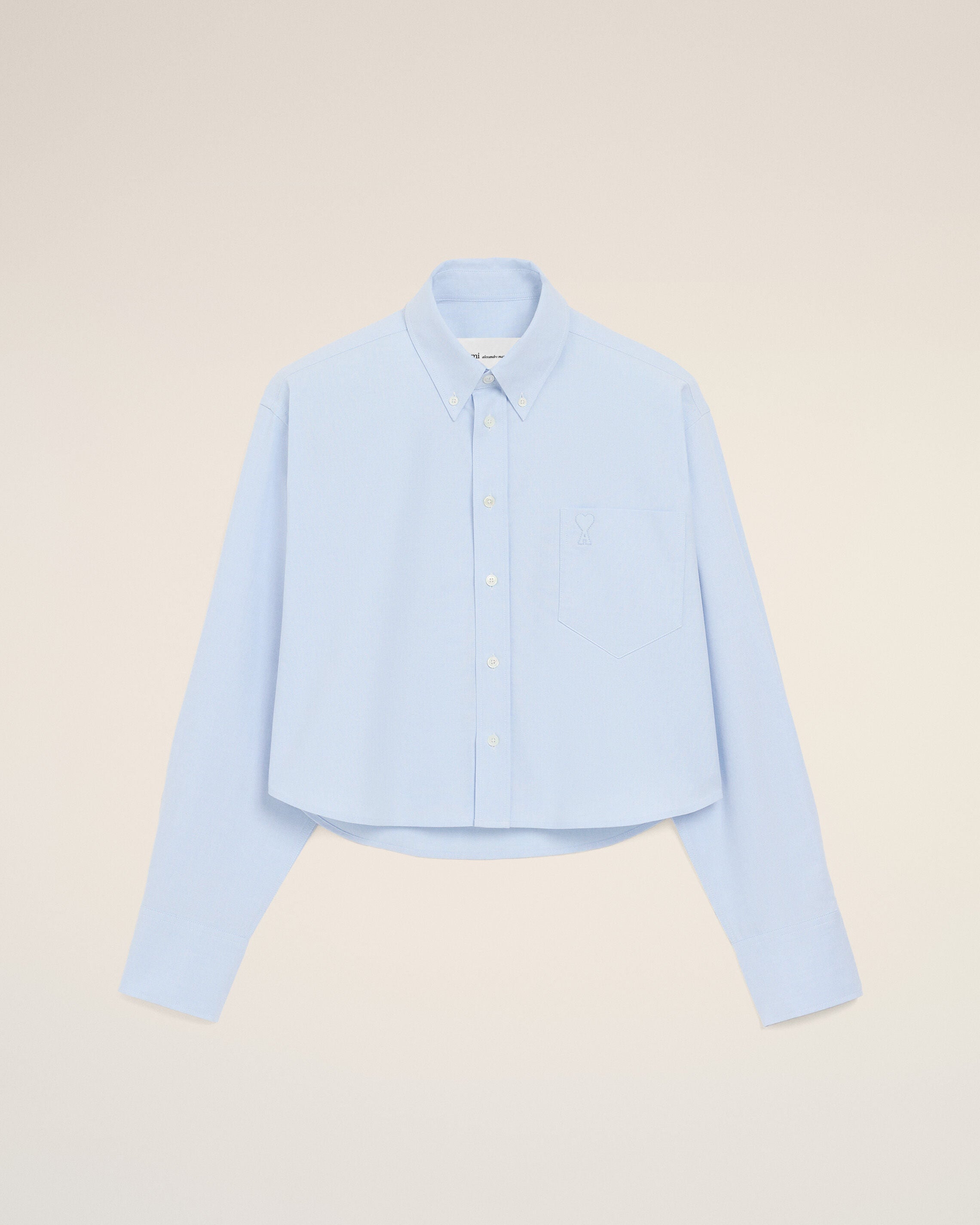 HÖGKULOR BLÅ Kotton Ami De Coeur Cropad Oversized Skjorta | AMI PARIS