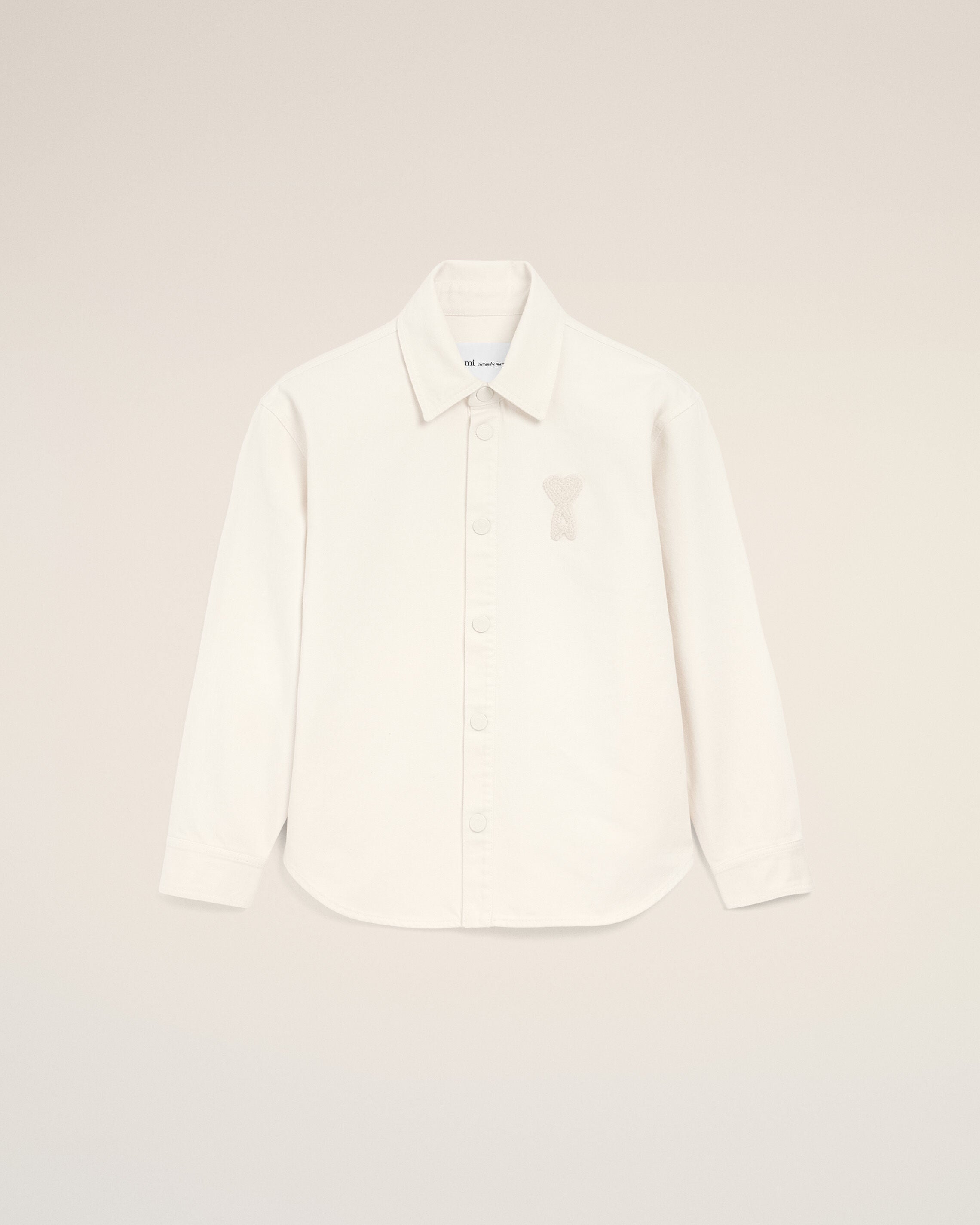 VIT CREAM Vit bomullstickad Ami De Coeur-overshirt | Ami Paris
