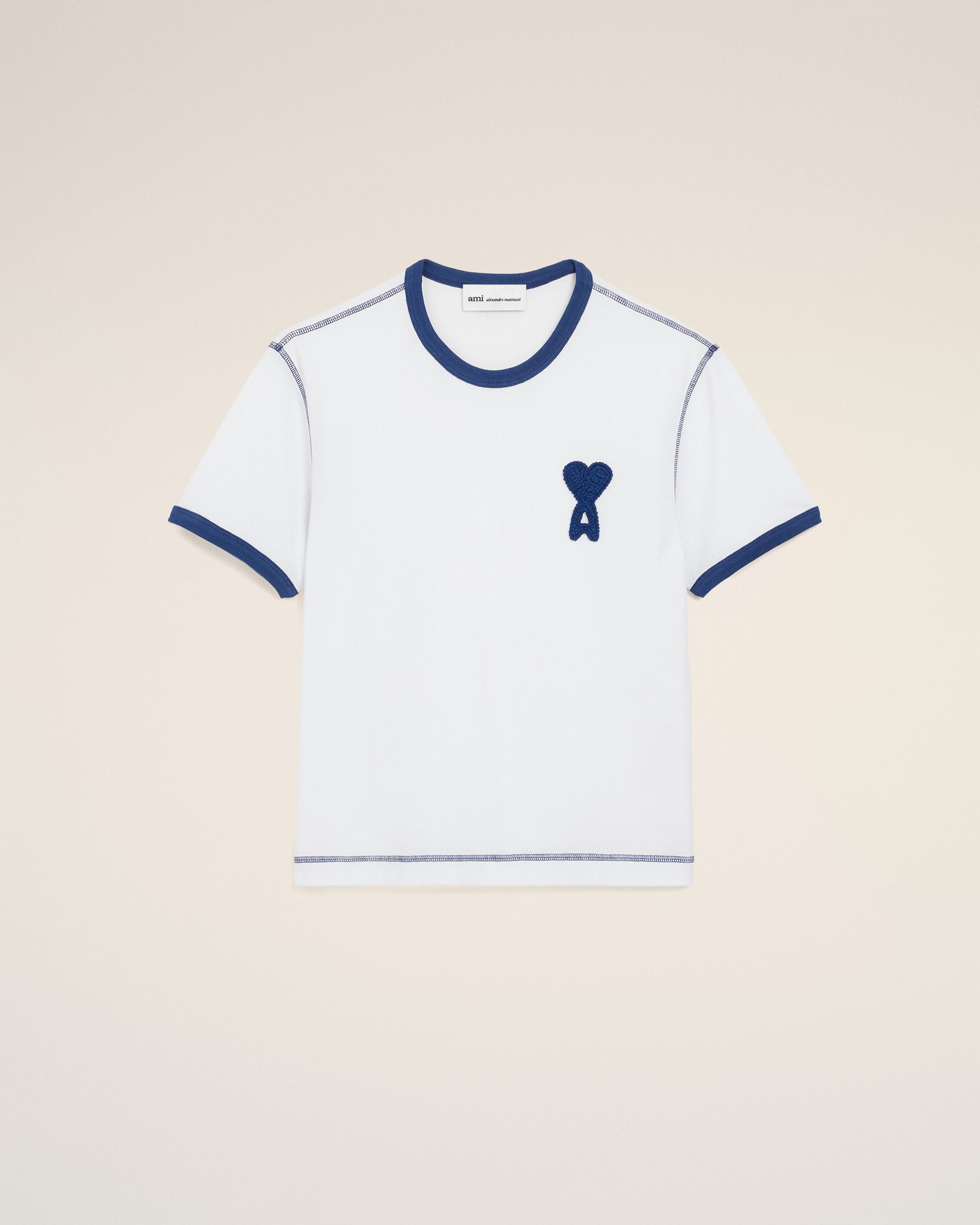 VIT/INK Vitt bomull Ami De Coeur Strumpad Patch T-shirt | Ami Paris